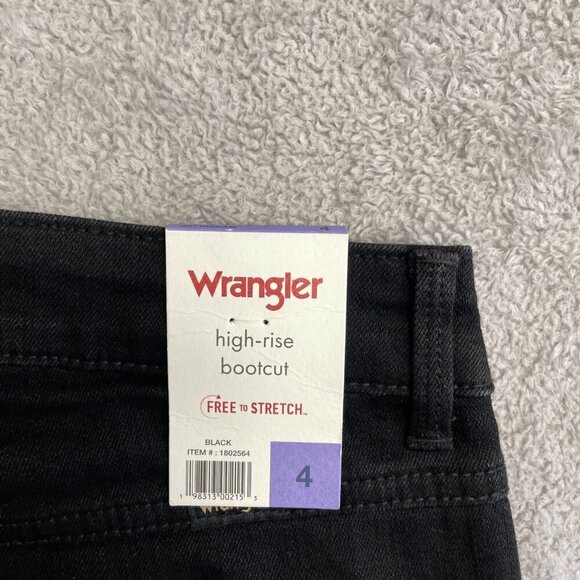 NEW Wrangler Women's Size 4 High-Rise Bootcut Stretch Jeans Black - Picture 9 of 11